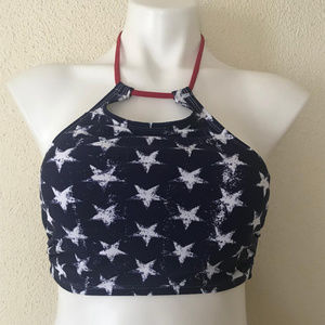 American Flag Bikini High Neck Top